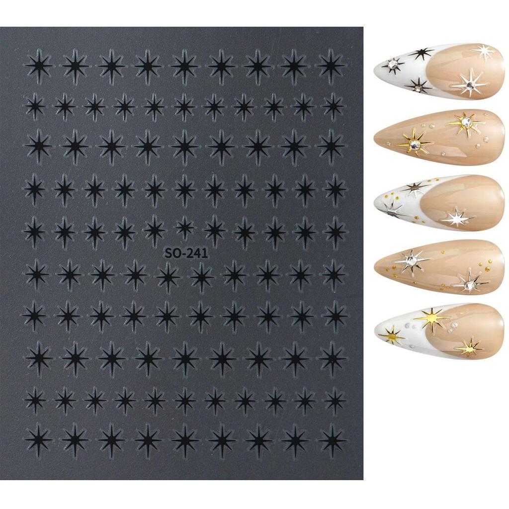 Gold Silver Star 3D Nail Stickers Flower Plants Nail Art Decals Floral Leaf Spring Sliders Manicure Decor