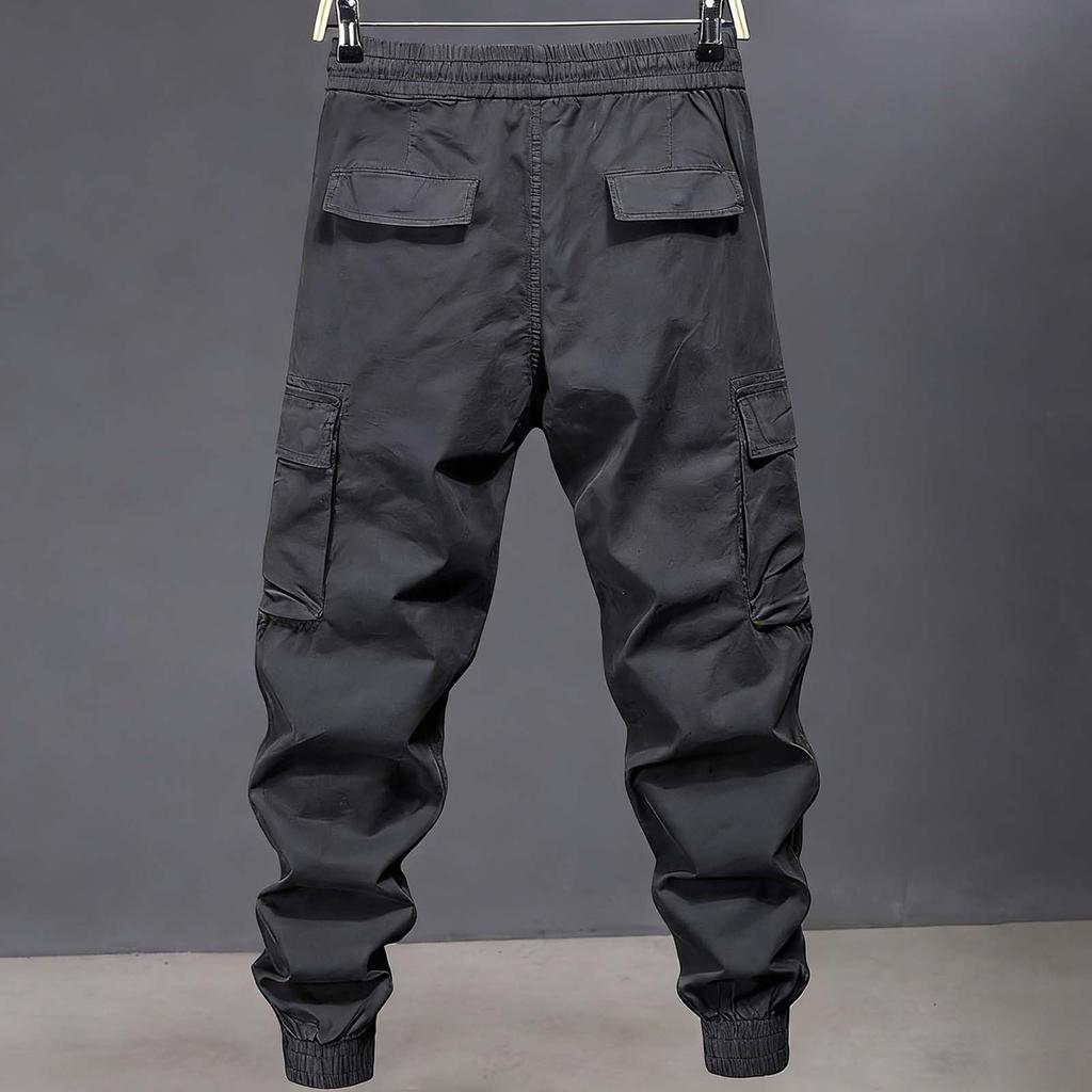 Men Loose Fit Elastic Waist Hiking Work Cargo Joggers For Outdoor Camping Fishing Multi Pocket