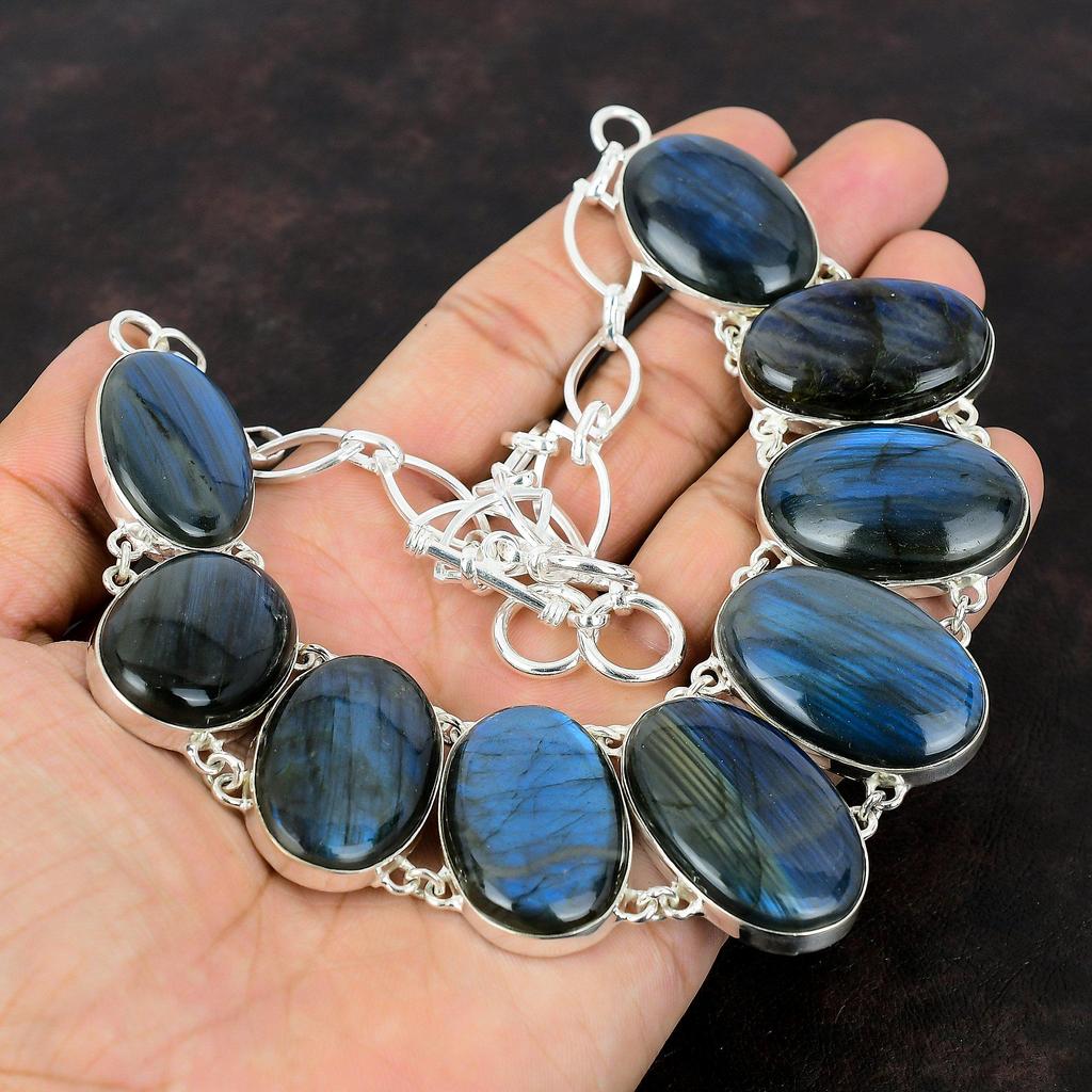 Labradorit-Halskette, 925er-Sterlingsilber-Halskette, zierlicher Edelstein-Schmuck, verstellbare Kette, handgefertigter Geburtsstein-Schmuck, Geschenk für ihn