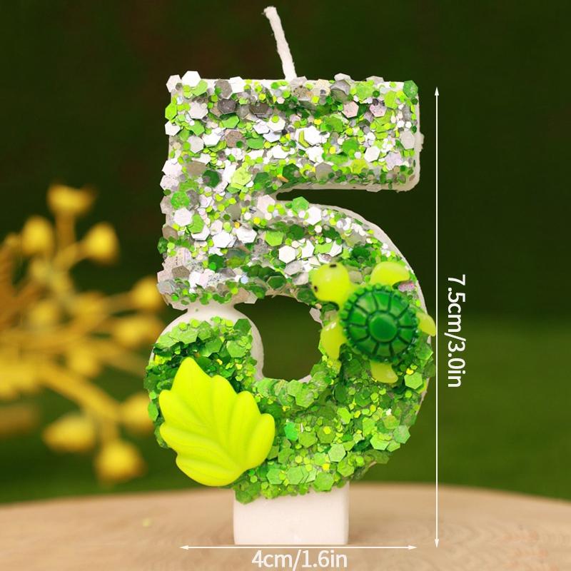 Tortoise 0-9 Number Candles Birthday Digital Candles Turtle Cake Topper Decorations for Girls Boys Animal Jungle Party Supplies