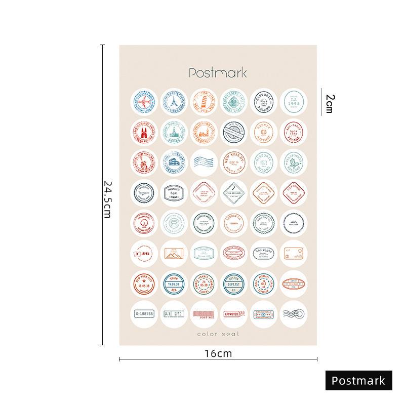 1 Sheets Retro Diary Decoration Sticker Stationery Morandi Postmark Dot Sticker Diy Journal Planner