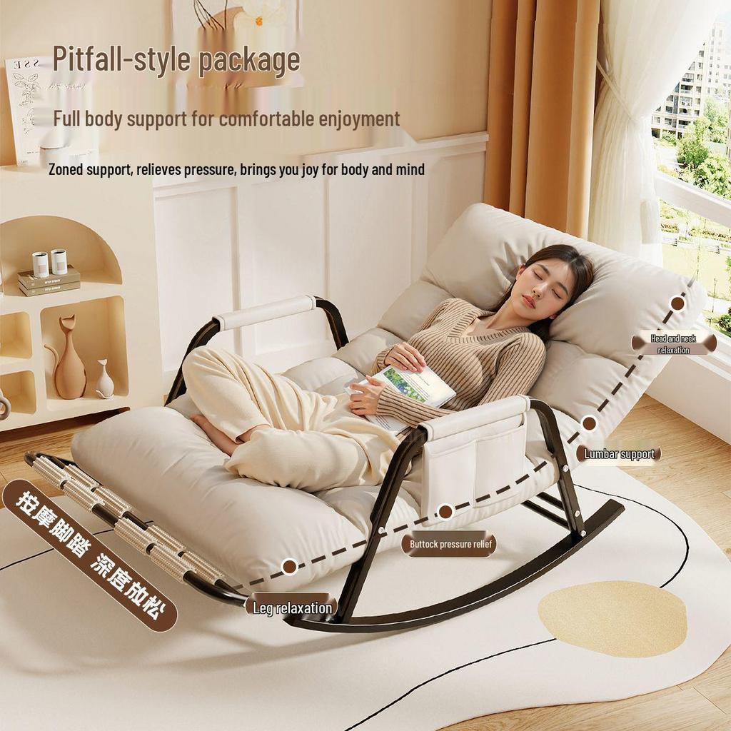 Adult Rocking Lounge Chair for Balcony & Home – Single Lazy Sofa Chair