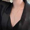 Stainless steel V-shaped long sexy Clavicle Necklace Ladies and girls stainless steel Gold colour chain Necklace  Party jewelry