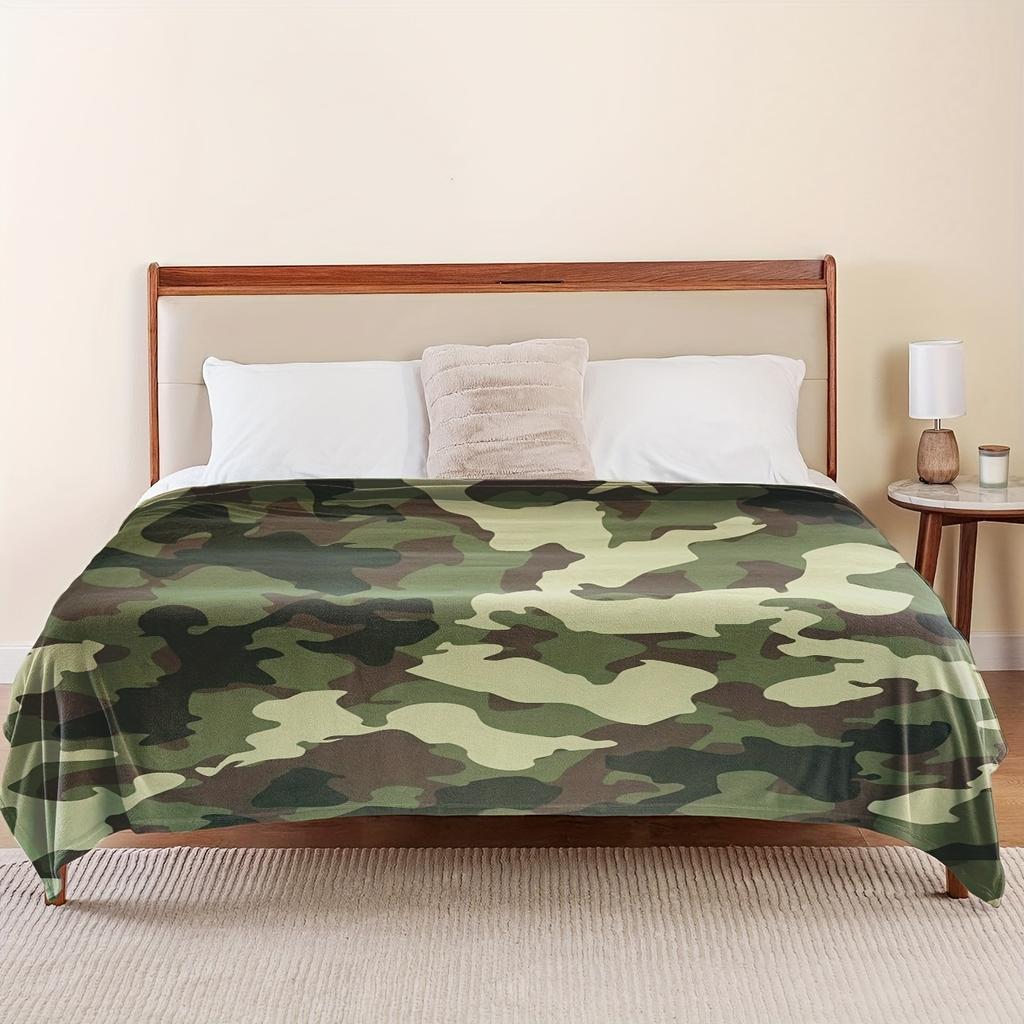 Manta de Franela Camuflada Ultra Suave, Acogedora Cálida Versátil para Sofá, Dormitorio, Decoración de Sala de Estar