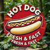 1pc Vintage Hot Dog Round Metal Sign 8x8 Inch Retro Tin Wall Art For Bar Cafe Garage Farmhouse Decor