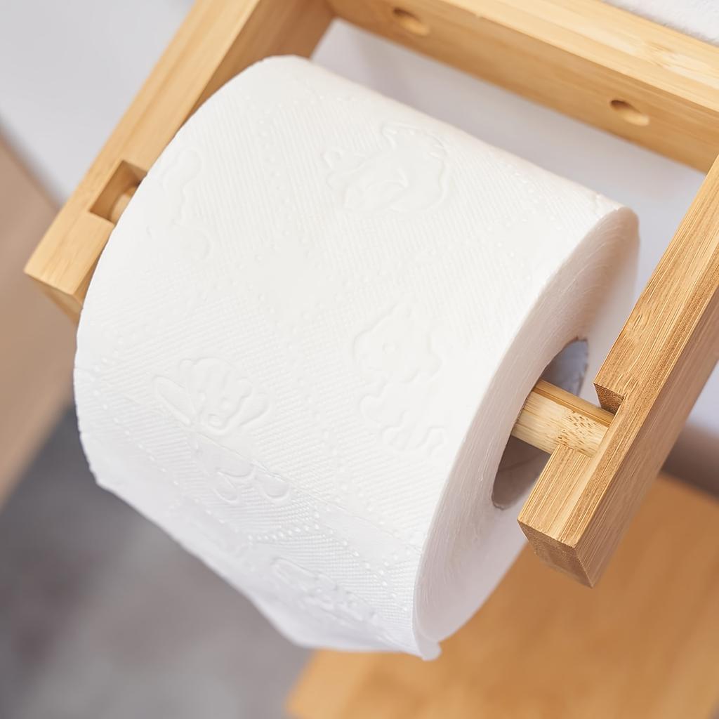 Bamboo Wall Mounted Toilet Paper Holder,Wooden Toilet Paper Holder,Adhesive Bathroom Tissue Holder,Wood Toilet Paper Roll Holder