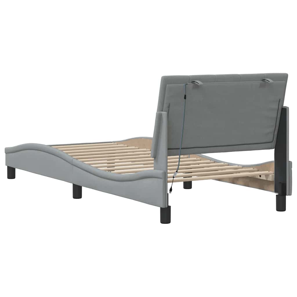 Bed Frame without Mattress  Hanko  Light Grey 80 x 200 cm Fabric