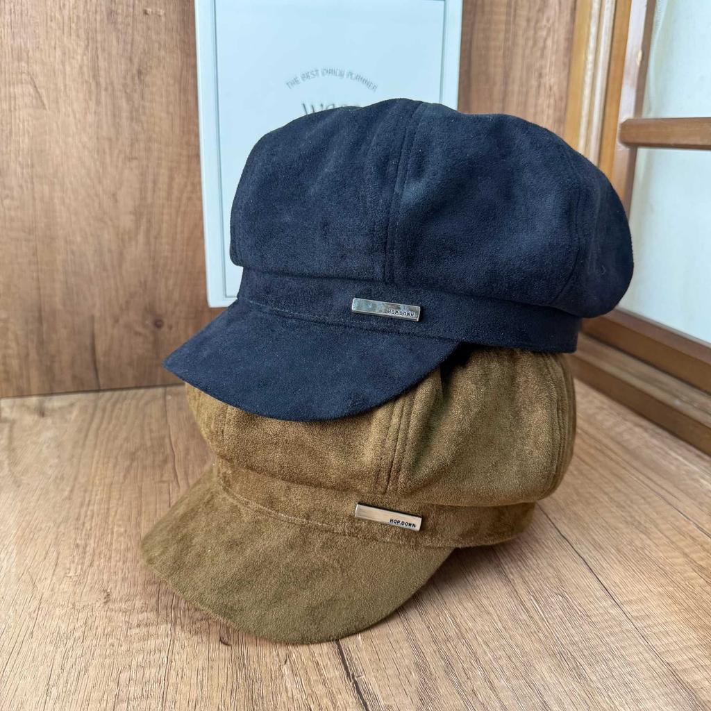 Maillard brown beret women's retro temperament octagonal hat fashionable newsboy hat literary painter hat