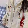 2025 Season New Popular Embroidered Cardigan Zipper Jacket Women's Korean Version Fat Mm Loose Large Size Hooded Sweater