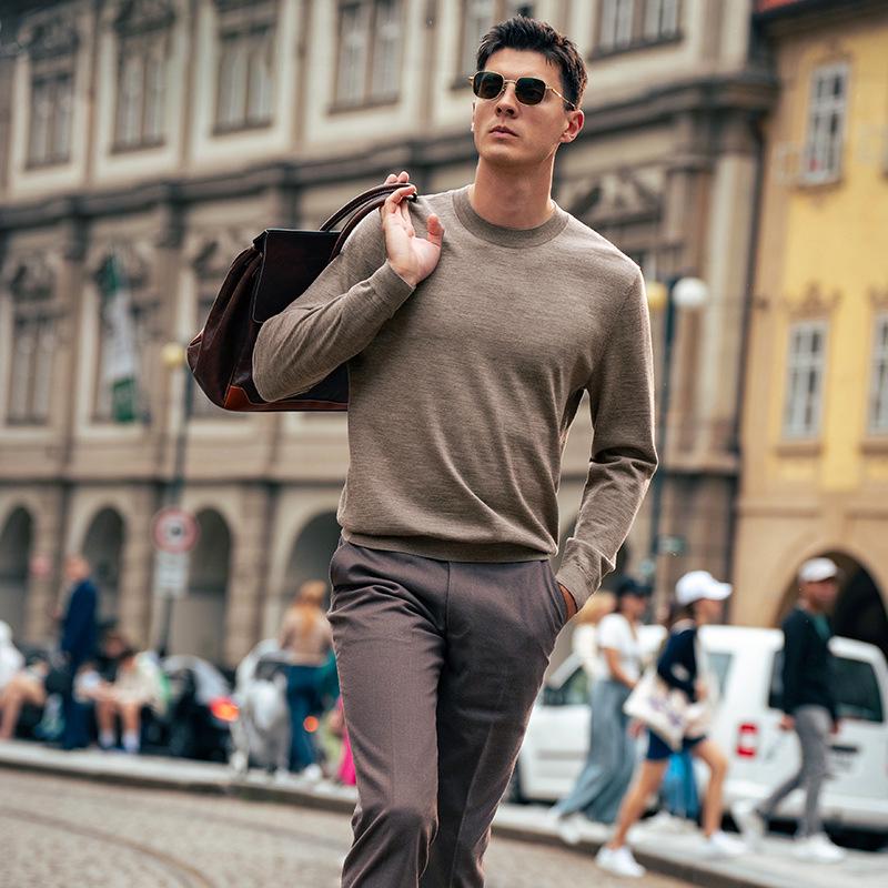 Men's Thickened Wool Sweater, Machine Washable, Solid Color - W9310 (Autumn/Winter)