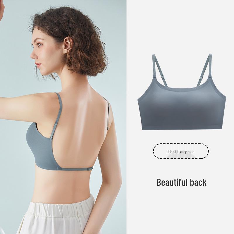 Dámská bezešvá tílka z ledového hedvábí v japonském stylu s prsními vycpávkami - U-střih, bez zad