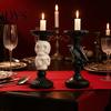 Portacandele a Colonna Corvo in Resina Portacandele Gotico, Teschio Corvo di Halloween Artigianato Robusto Candela Conica Spettrale Vintage per Decorazione Tavolo Casa Stile Retrò