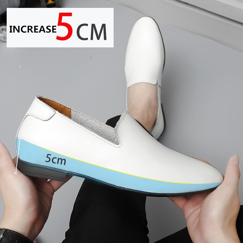 Loafers Men Elevator Shoes Men's Casual Shoes Male Buiness Cow Leather Shoes Height Increase Shoes Insoles 5CM Formal Tall