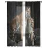Wildlife Two Tigers Forest Chiffon Sheer Curtains for Living Room Bedroom Home Decoration Window Voile Tulle Curtain Drapes
