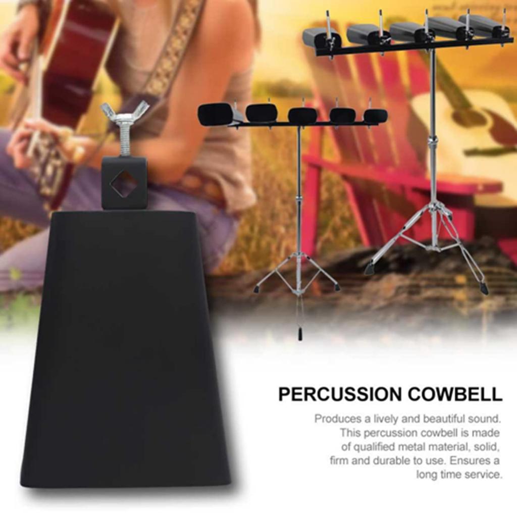 Durable 6-inch Metal Cowbell Percussion Drum Block with Sticks, Easy To Store and Carry, Percussion Accessory