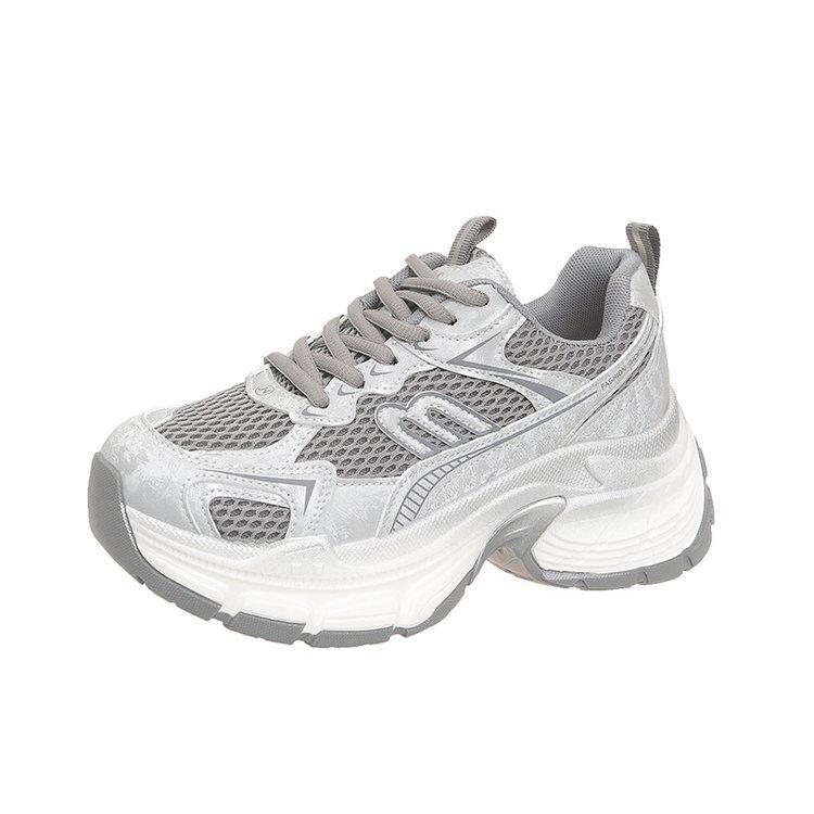 

European gray popular thick-soled heightening dad shoes for women 2025 autumn new mesh breathable fashion casual shoes tide 40 серый