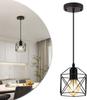 US Stock Minimalist Cage Pendant Lamp Black Metal Chandelier Adjustable Hanging Light Fixture for Restaurant Coffee Lighting