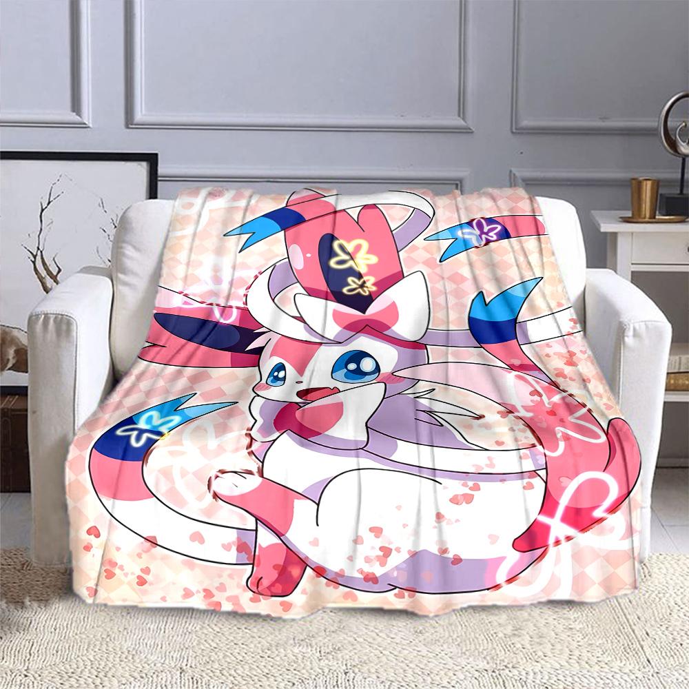 Pokemon Cute Sylveon Eevee Pink Printing Blanket Adult Children Warm Blankets Home Travel Soft and Comfortable Blanket