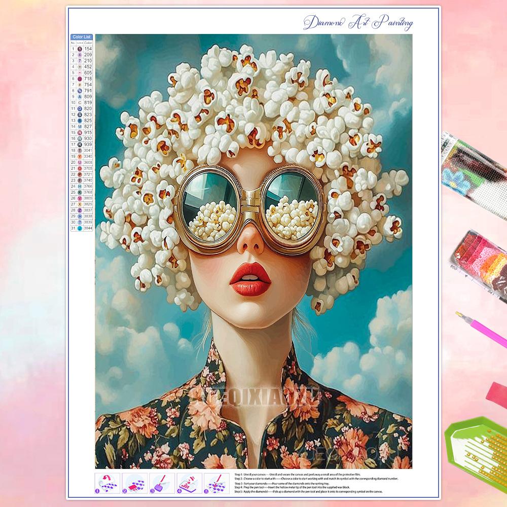 Full Diamond Painting Beauty Girl Flowers Abstract Art Diamond Mosaic Embroidery Rhinestone Cross Stitch Kit Home Wall Decor