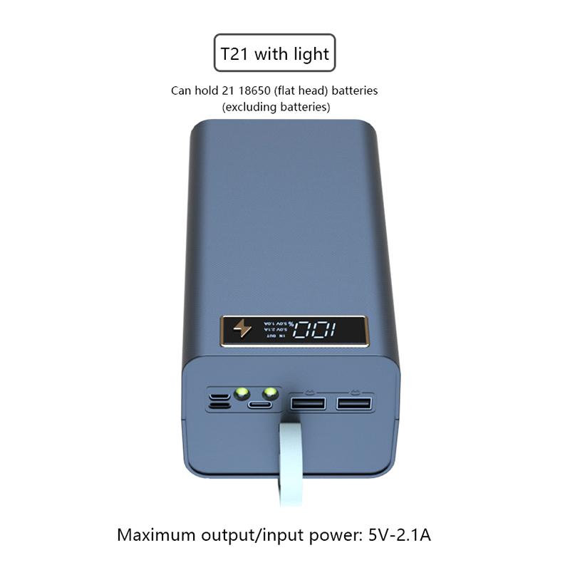 

D21 21X18650 Battery Case Welding Free Power Bank Case Pd With Light 18650 Battery Charge Box Detachable Portable Diy Shell