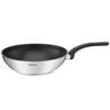 Tefal Emotion Stainless Steel Induction Wok Pan (28cm) Dishwasher Oven Safe No PFOA Silver
