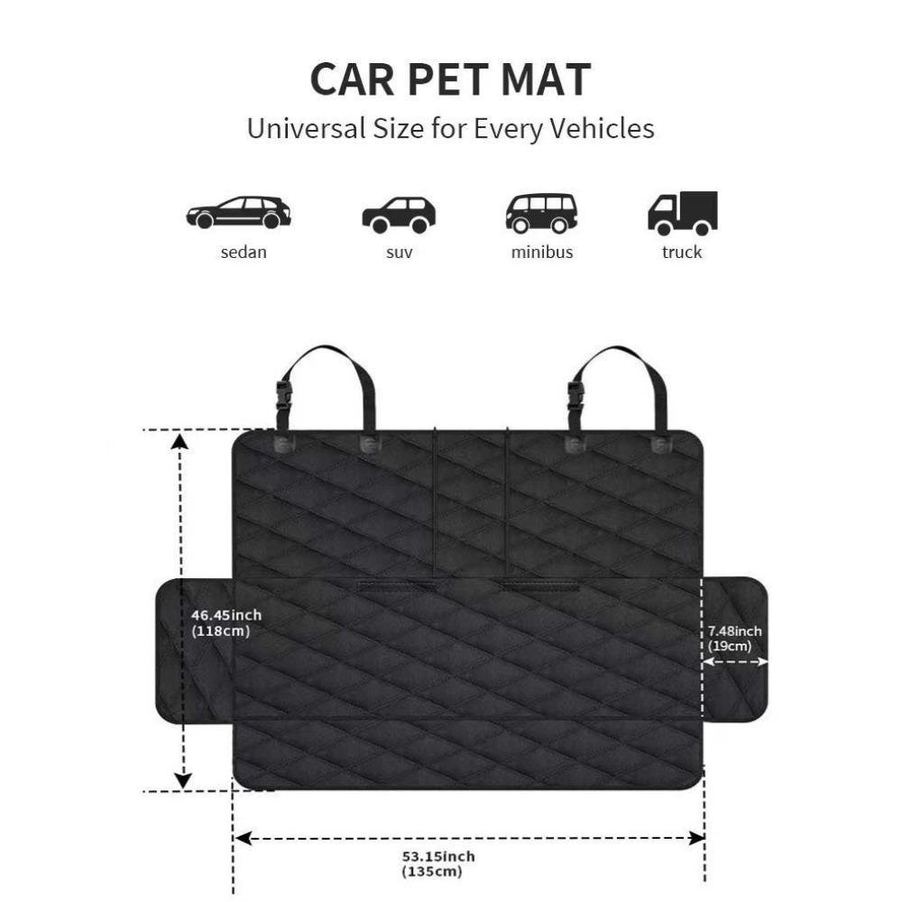 Pet Car Seat Mat 600D Oxford Cloth Rear Cushion Heavy Duty Dirt Resistant