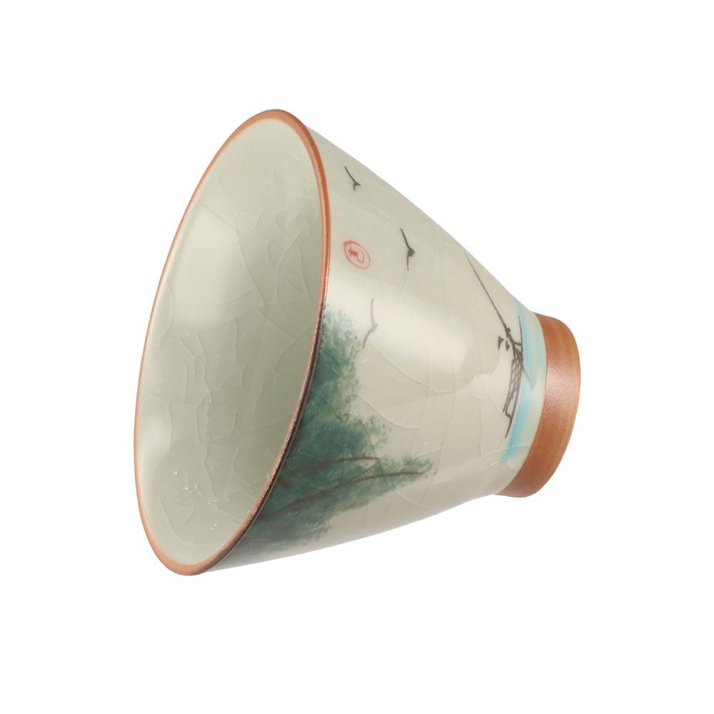 Hand-painted Ge Kiln Ceramic Tea Cup Lotus Graphic Chinese Kung Fu Tea Cup Retro Ice Cracked Glaze Tea Tasting Cups Household