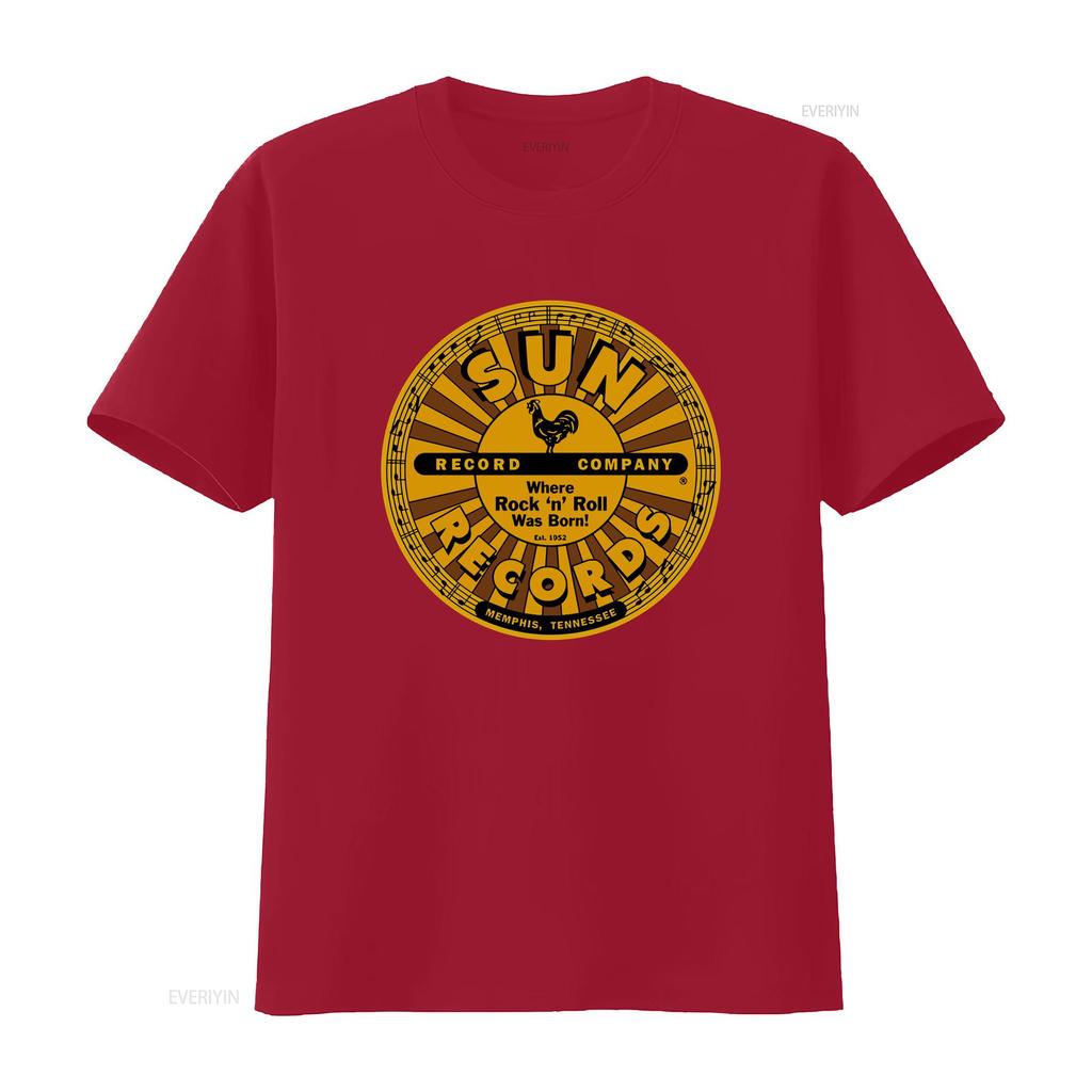 Sun Records Full Circle Unisexs T Shirt Rock And Roll Classic Band New Black vintage Washed Casual Stylish graphic Stretched