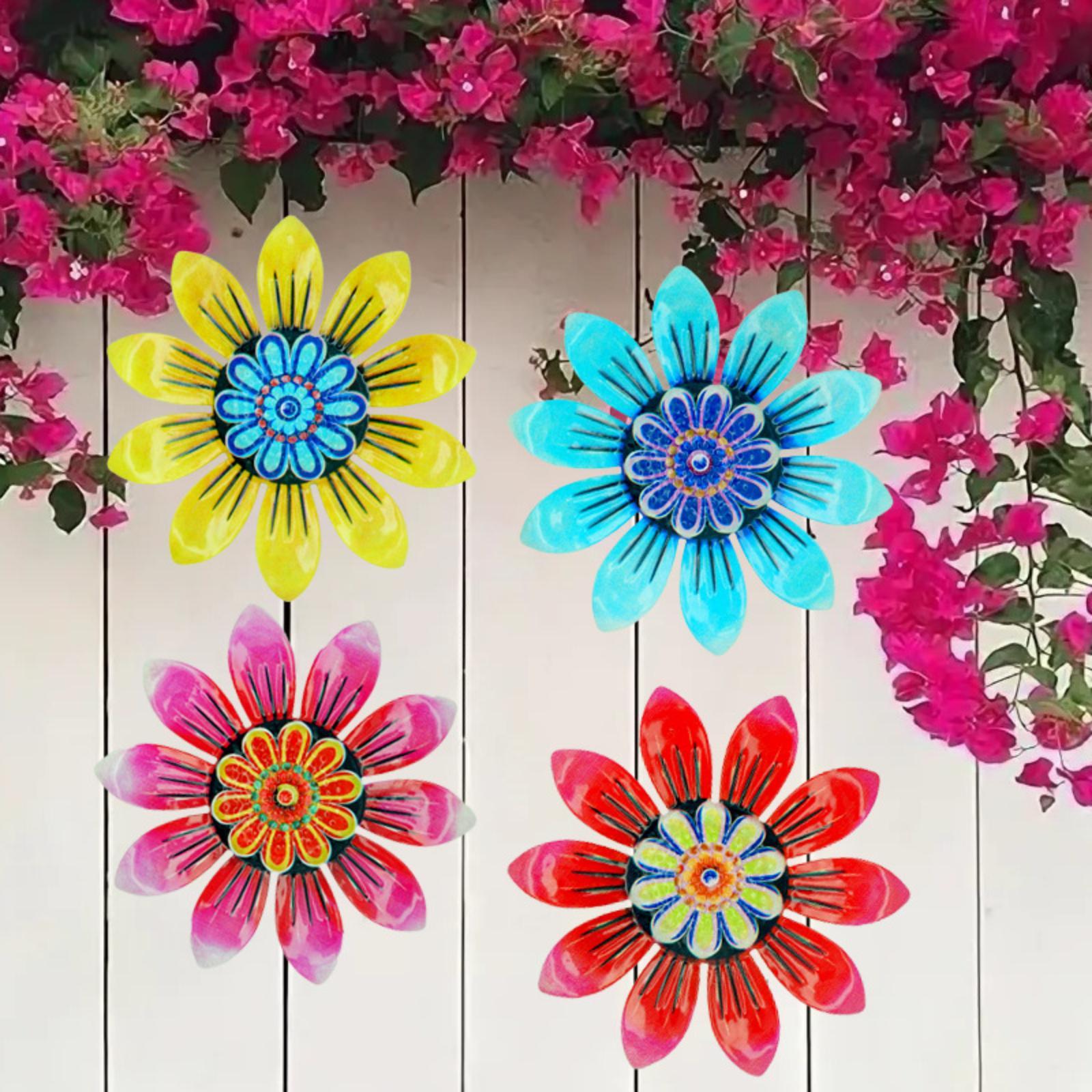 4PCS Metal Outdoor Wall Decoration Flower  Decoration Ornaments One Size