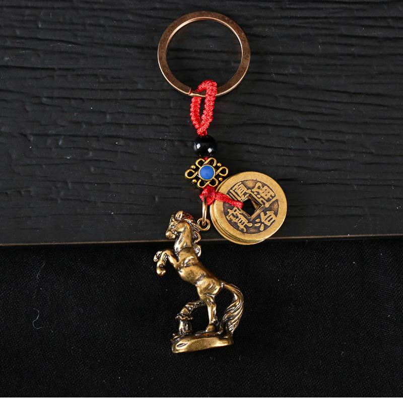 

2026 год Лошади по китайскому зодиаку Счастливый кулон-брелок Медный Фэн-шуй Богатство Брелок Женский Мужской Шарм для сумки Ювелирное украшение Подарок