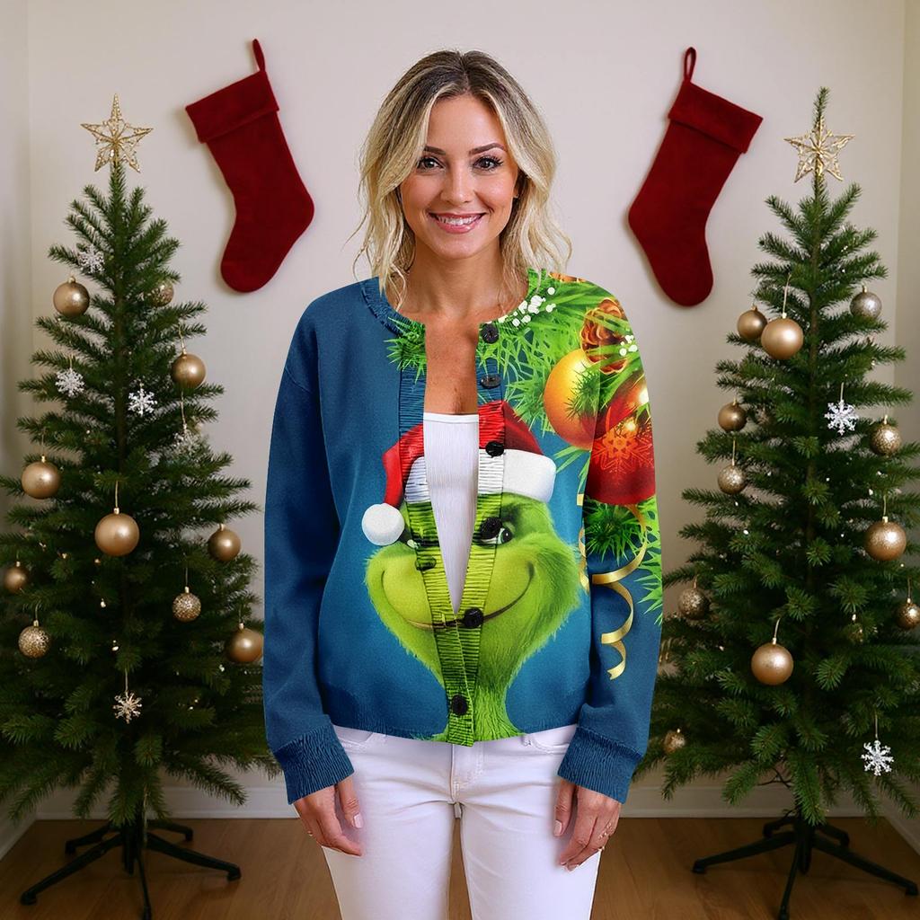 Dame Julegenser Søt Morsom Julegenser Høst Og Vinter Langermet Strikket Genser