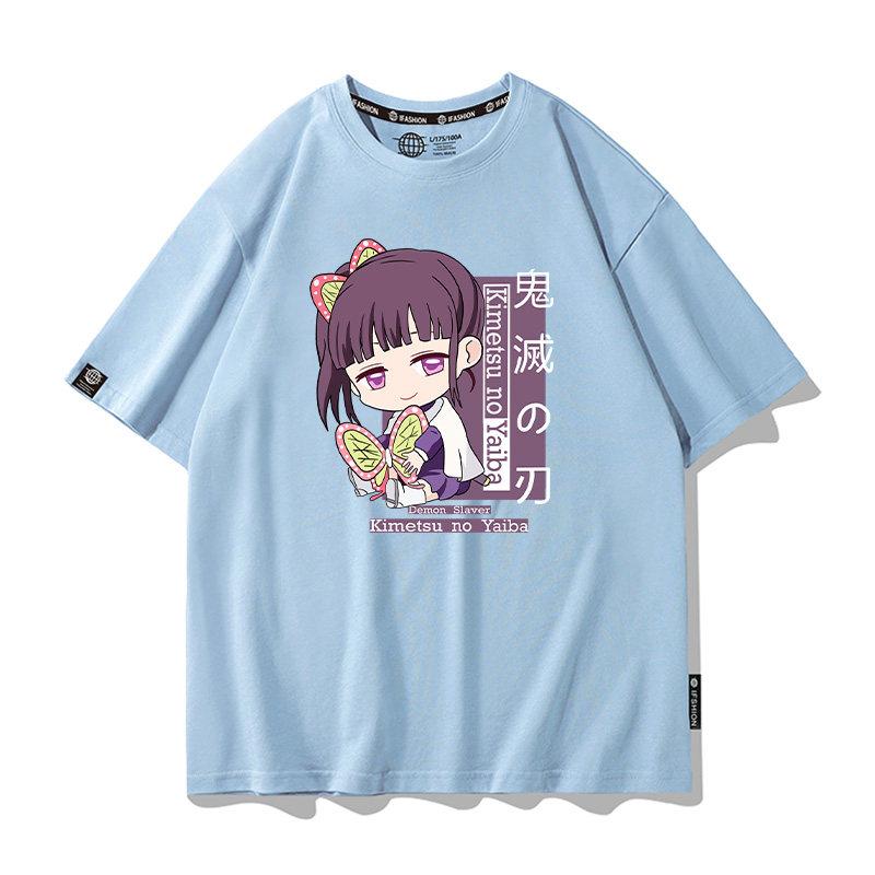 Summer Cartoon Ghost Killing Blade Summer Anime Cotton Cartoon Printing New Unisexs and Womens Casual Round Neck Short Sleeve