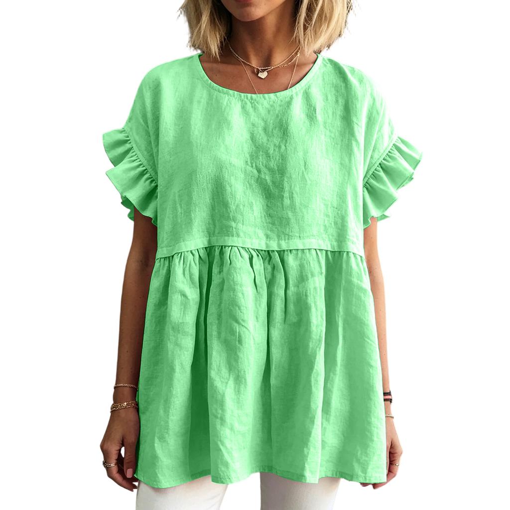 Women's Color Spring/Summer Color Round Neck Short Sleeved Women's Top T-shirt