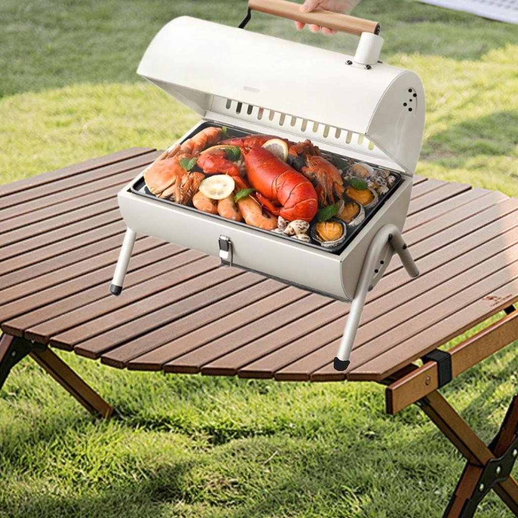 Compact Charcoal Grill for Outdoor Use with Chimney and Handle Garden Beach