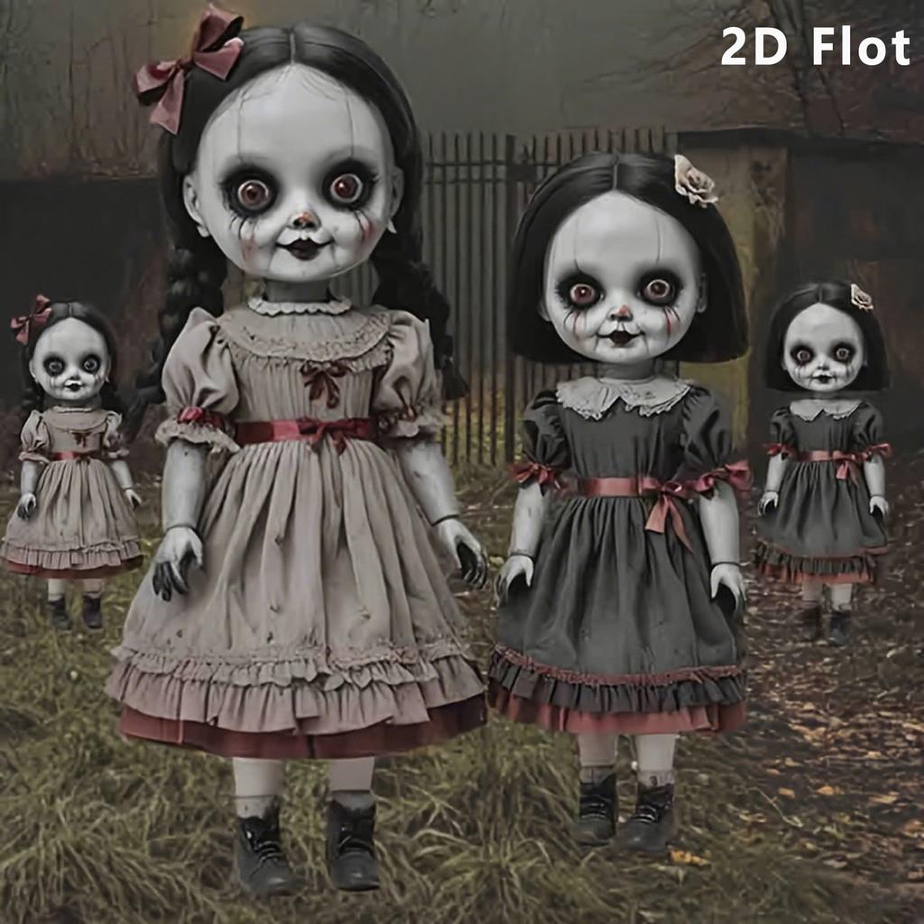 Set of 2 Halloween Garden Stakes featuring 2D Flat Creepy Boy Ghost Decorative Yard Stakes for Spooky Outdoor Decor