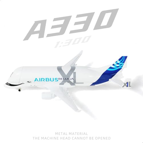 QIYUMOKE 1/300 A330 Beluga XL1 Diecast Metal Airplane Model Kit with Stand (7.7 Inch) Airbus A330-743L Super Transport Beluga Model for Adults, Collec