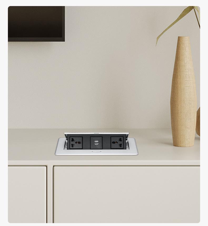 Multifunctional Pop-up Power Socket with USB and Three-Hole Design for Desks