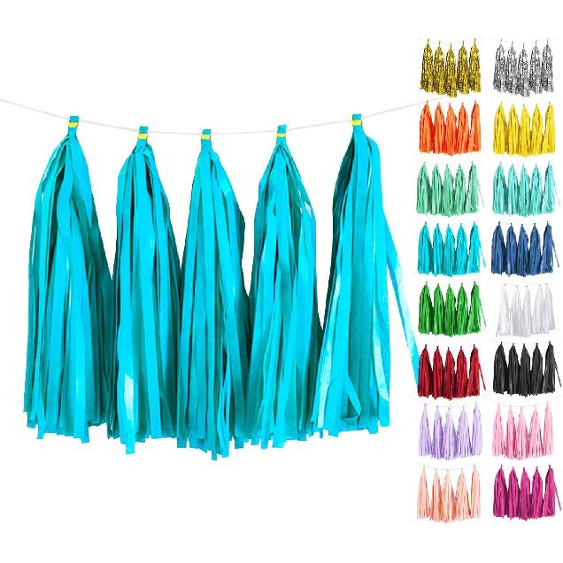 White Tassel Garland 20 Pcs, Tissue Paper Tassels Garland Banner for Party Birthday Wedding Decoration Baby Shower Table Decor