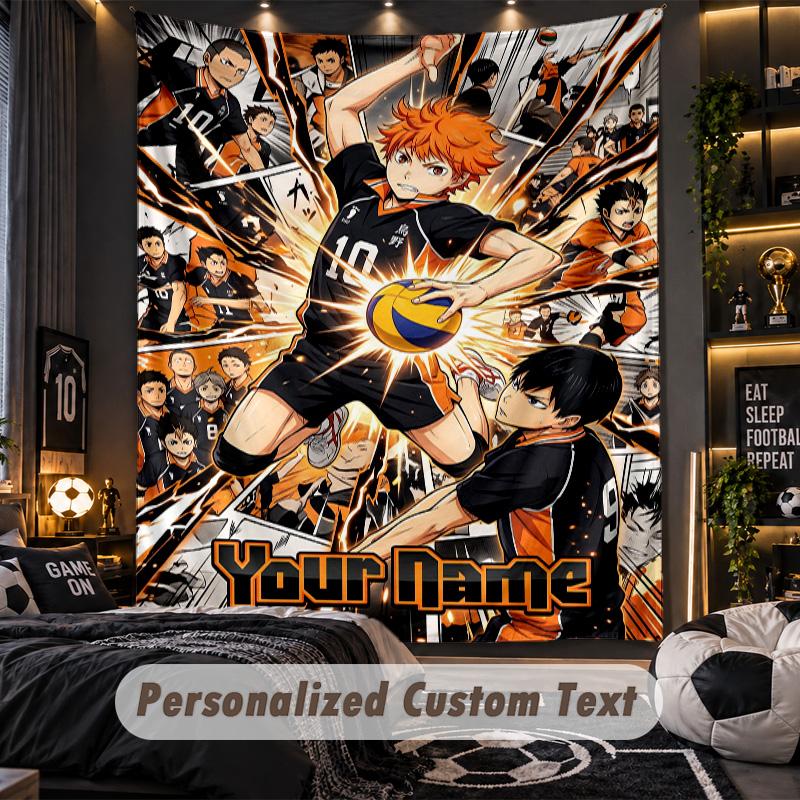 Personalized Wall Tapestry,Haikyuu Custom Printed Name, Fabric Wall Art For Indoor Room Backdrop