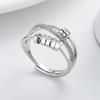 Europäischer und Amerikanischer Retro Thai Silber Angstring: Drei-Ring-Fingerring für Damen mit eingelegten Diamanten und drehender Perle