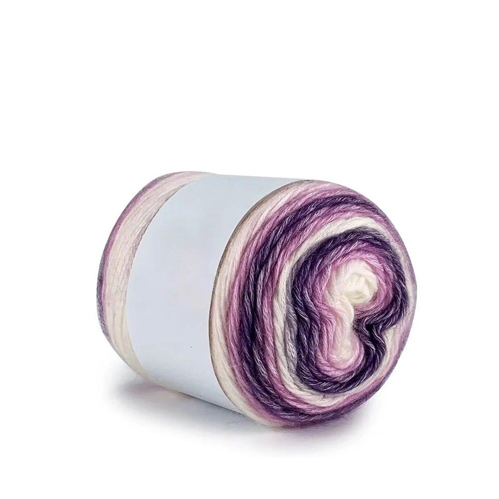 Pure Cotton Rainbow Crochet Thread Ten-Quarter Cake Weaving Yarn Long Gradient Dyeing for Crafting