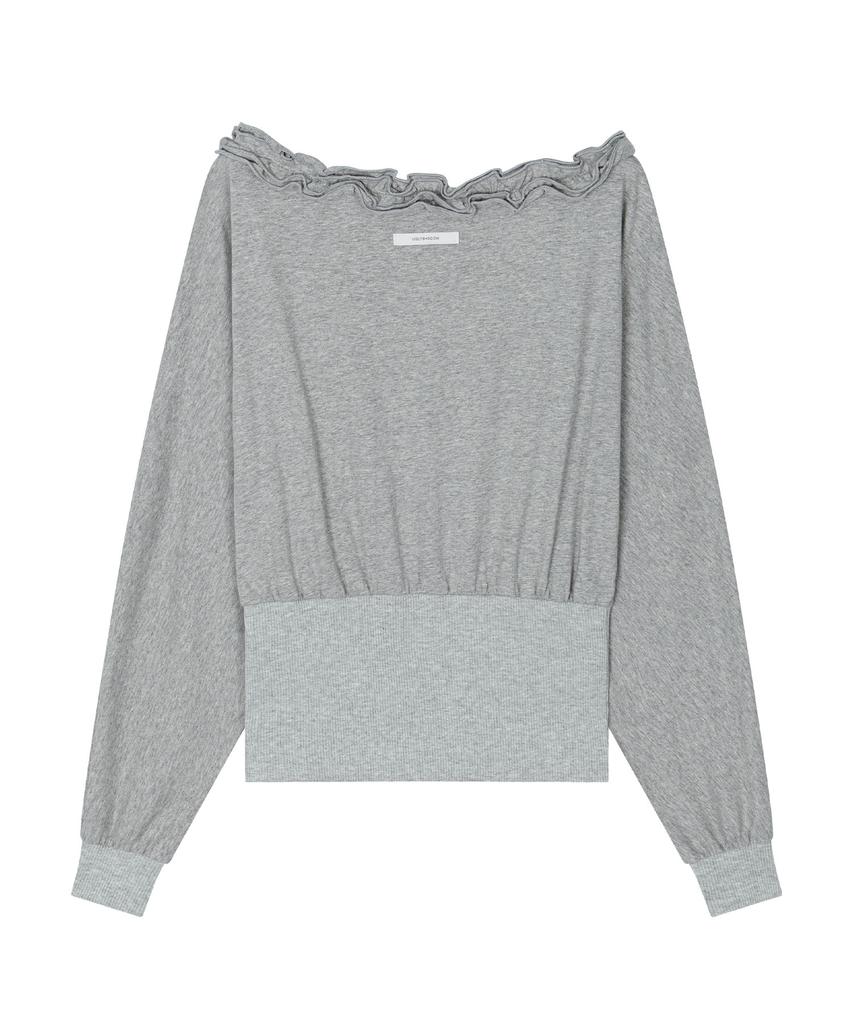 UGLYSHADOW Off-Shoulder Ruffle Top (Gray)