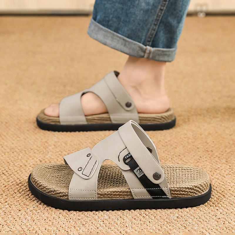 Large size sandals men's new summer trend non-slip cover feet two wearing slippers fashionable breathable casual one-word drag