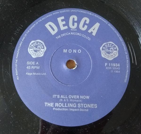 

7inch Record ROLLING STONES Its All Over Now F11934 DECCA 1982 UK Rock Used