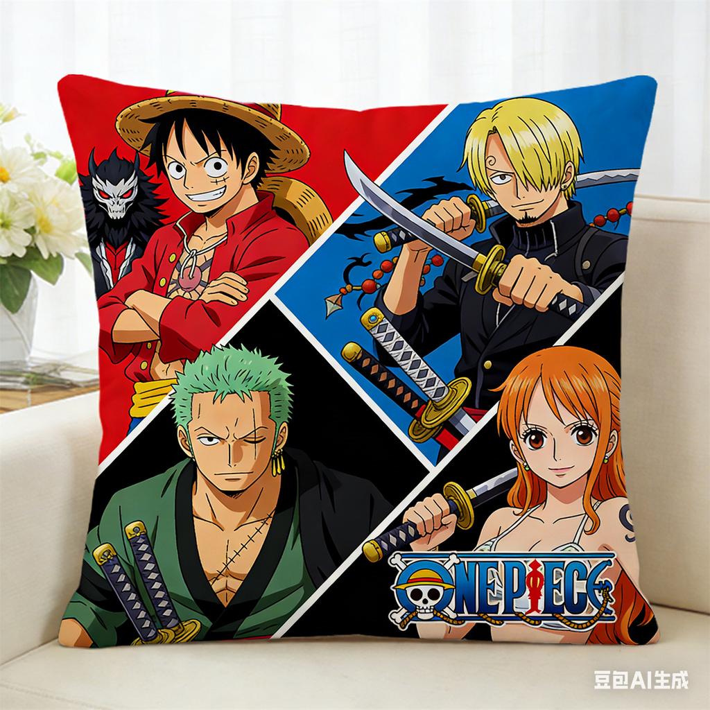 One Piece Pillow Cover Anime Fan Favorite Character Print Decorative Pillowcase for Bedroom Living Room and Anime Enthusiasts