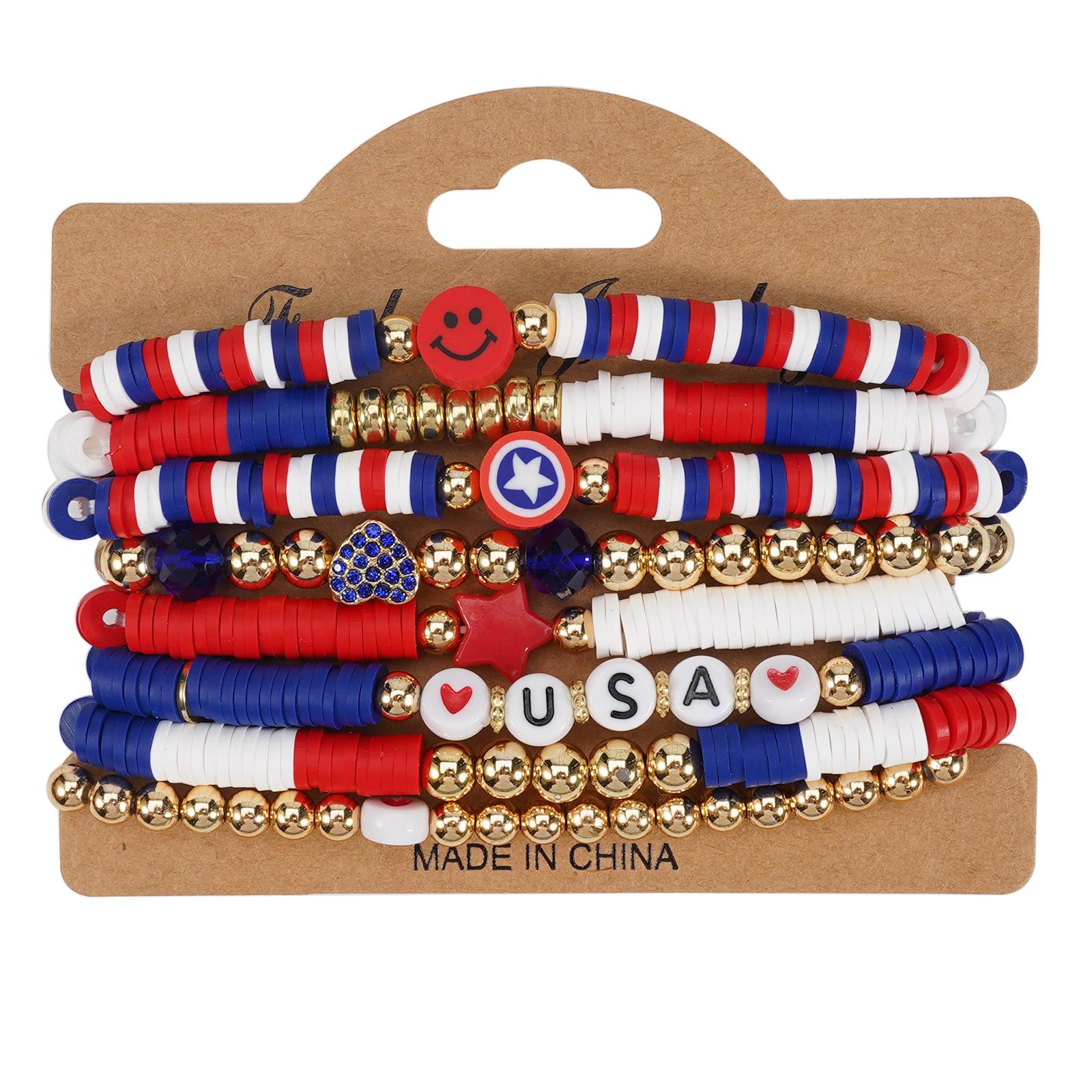 

JYL TS Bracelet Bohemian Summer 4-piece Design Brings Coolness American Flag Amazon Hot Sale конфеты яблоко красный