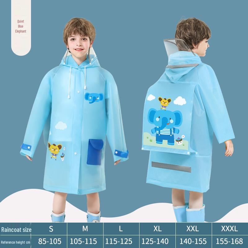 Cartoon Kinder Wasserdichtes Poncho mit Rucksackplatz - Verdickter Ganzkörper-Regenmantel für Grundschuljungen & -mädchen