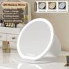 Leather Case Lighted Desktop Mirror Round Mirror Portable Vanity Mirror LED Makeup Mirror  Home Use