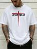 Jesus Freak Red Cross Graphic Unisexs Oversized T Shirt Christian Faith Short Sleeve Soft Cotton Casual Daily Streetwear For Guys