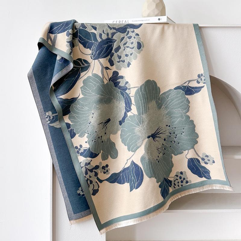 New Luxury Design Winter Two-Sided Cashmere Jacquard Scarves High Quality Women Thicken Wrap Shawl Ladies Wool Pashmina Scarf